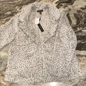 Faux fur Melissa Paige grey and baby blue coat